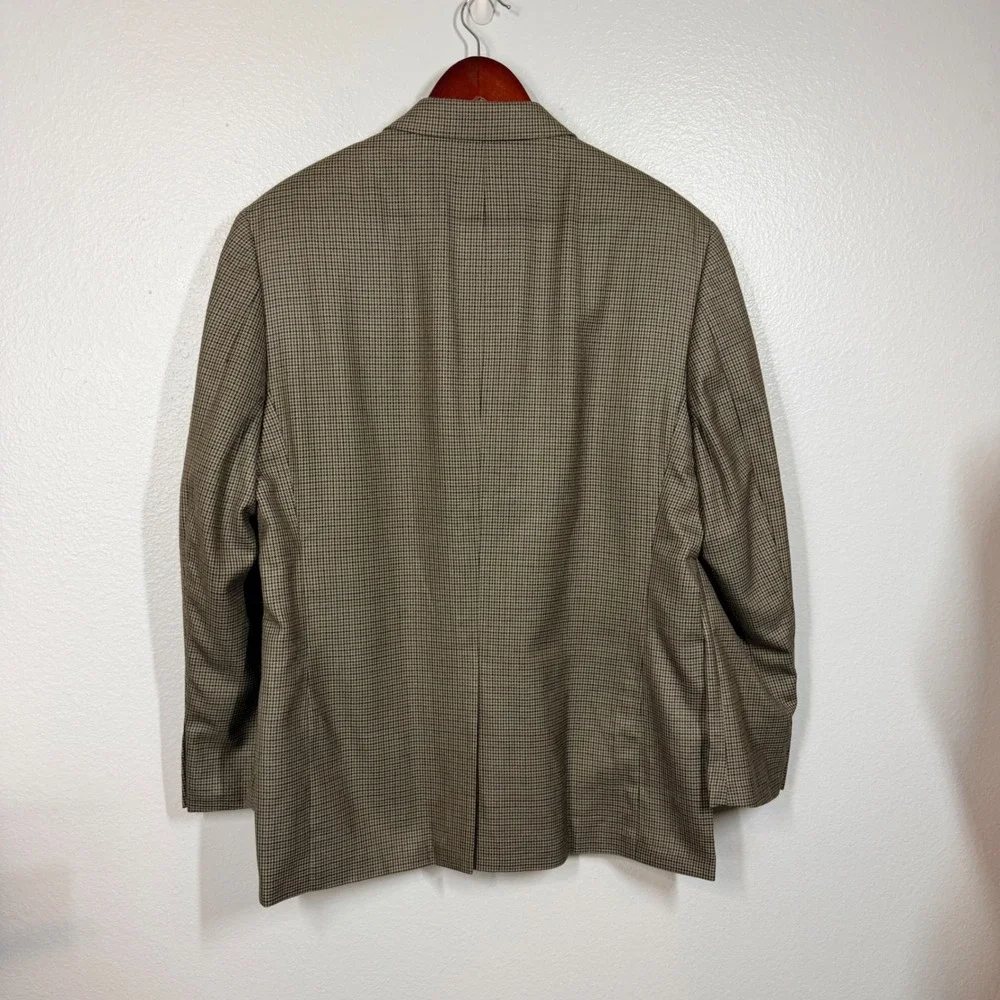 Lauren Ralph Lauren Blazer Men‎ 42R Brown Silk Wool Houndstooth Sport Coat